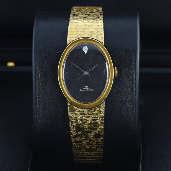 Jaeger-LeCoultre Oval Vintage Dress Watch Circa 1970’s, Black Dial - Yellow Gold - Picture 1 of 10